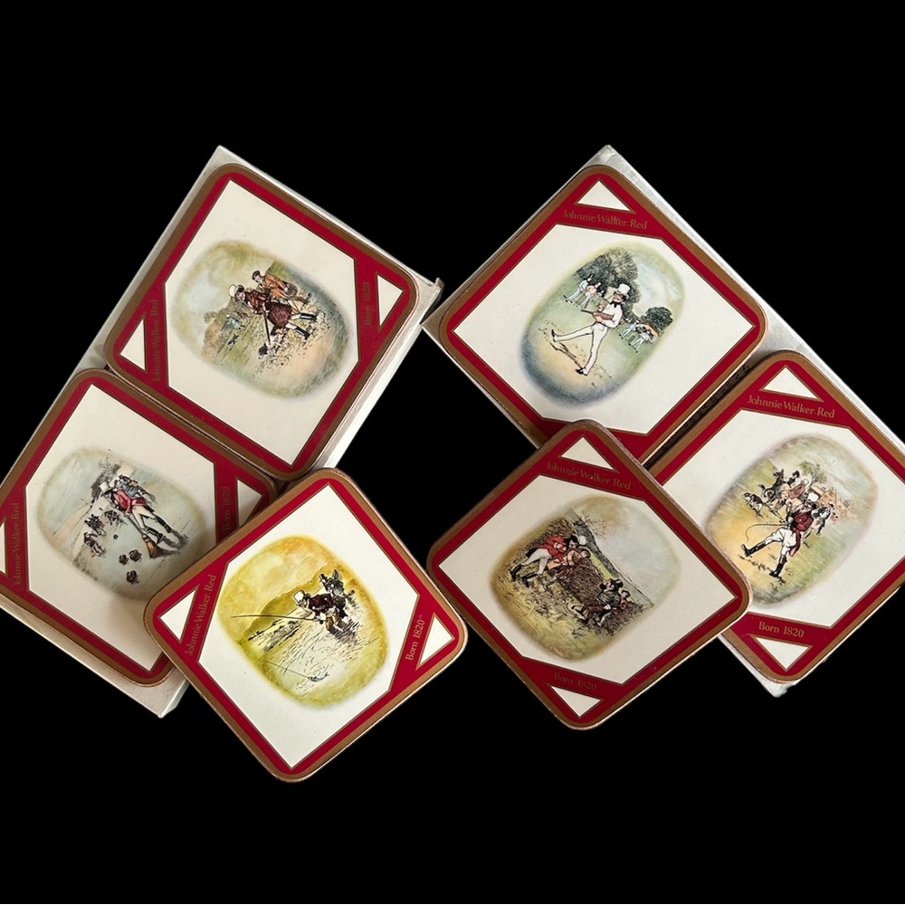 Johnnie Walker Red Vintage Never Used Coasters in Original Box